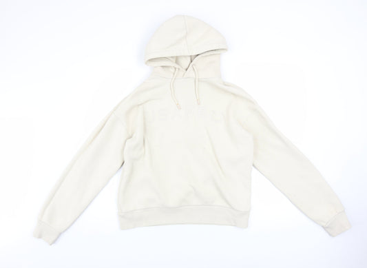 USA Pro Womens Beige Hooded Pullover Sweatshirt UK 8