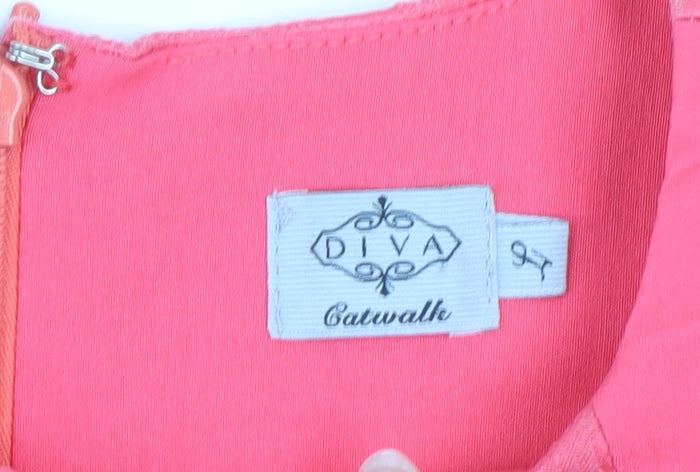 Diva Catwalk Women's Pink Jacquard Sheath Knee Length Dress Size 8