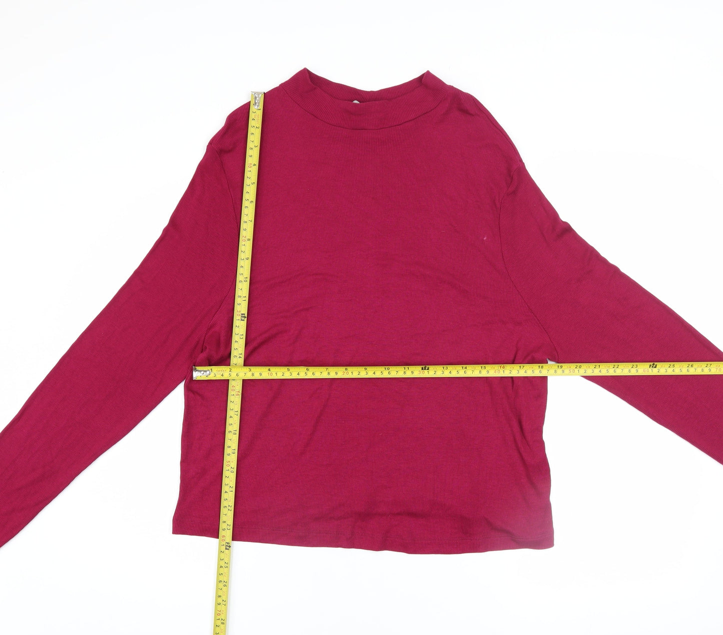 ASOS Women Red Mock Neck Long Sleeve Stretch Jersey Top Size 22