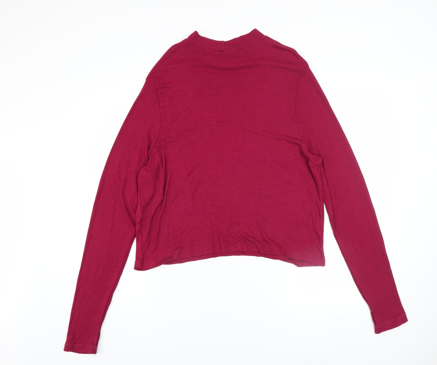ASOS Women Red Mock Neck Long Sleeve Stretch Jersey Top Size 22