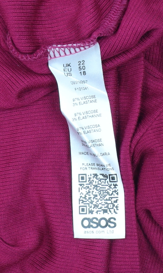 ASOS Women Red Mock Neck Long Sleeve Stretch Jersey Top Size 22