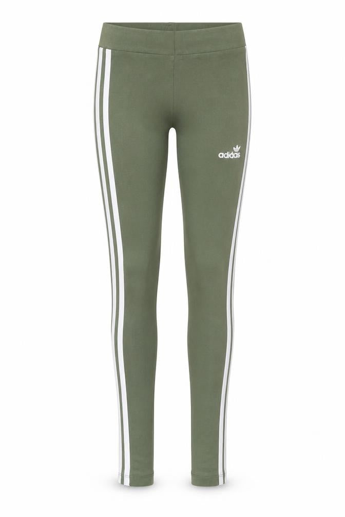 Adidas Women’s Green 3-Stripes Leggings Size 4 Cotton Stretch