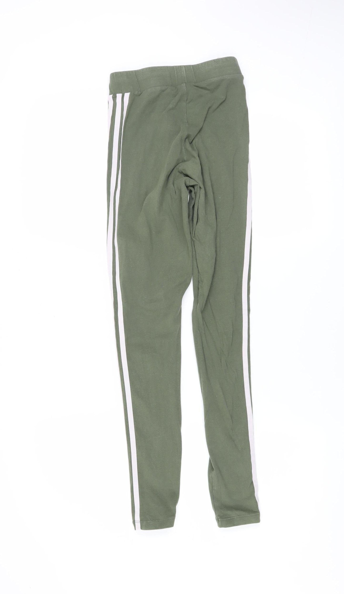 Adidas Women’s Green 3-Stripes Leggings Size 4 Cotton Stretch