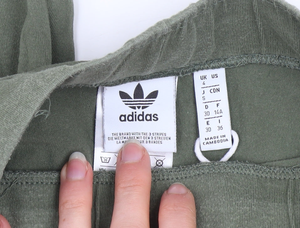 Adidas Women’s Green 3-Stripes Leggings Size 4 Cotton Stretch