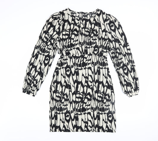 ONLY Women’s Black Geometric Shift Dress XL Long Sleeve