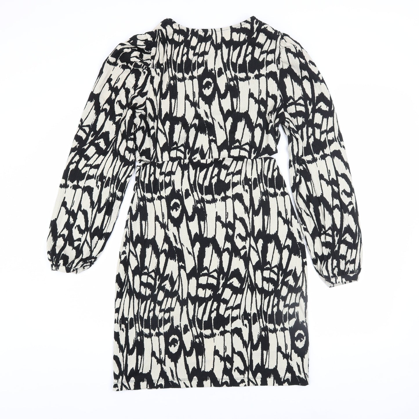 ONLY Women’s Black Geometric Shift Dress XL Long Sleeve