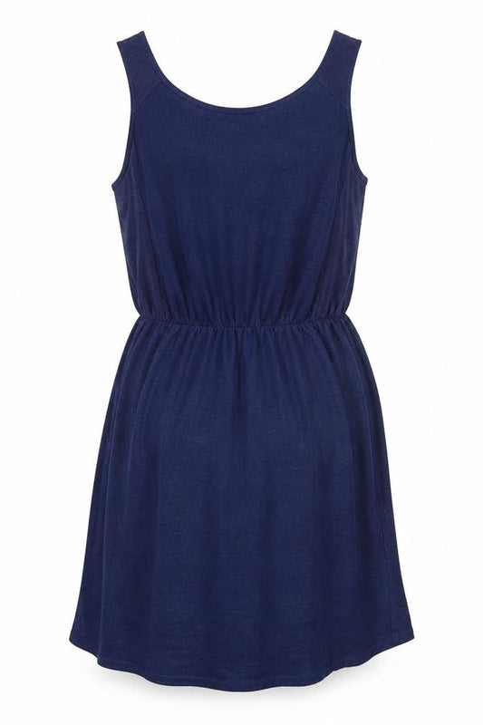 Cynthia Rowley Women Blue Linen Sleeveless Tank Dress L