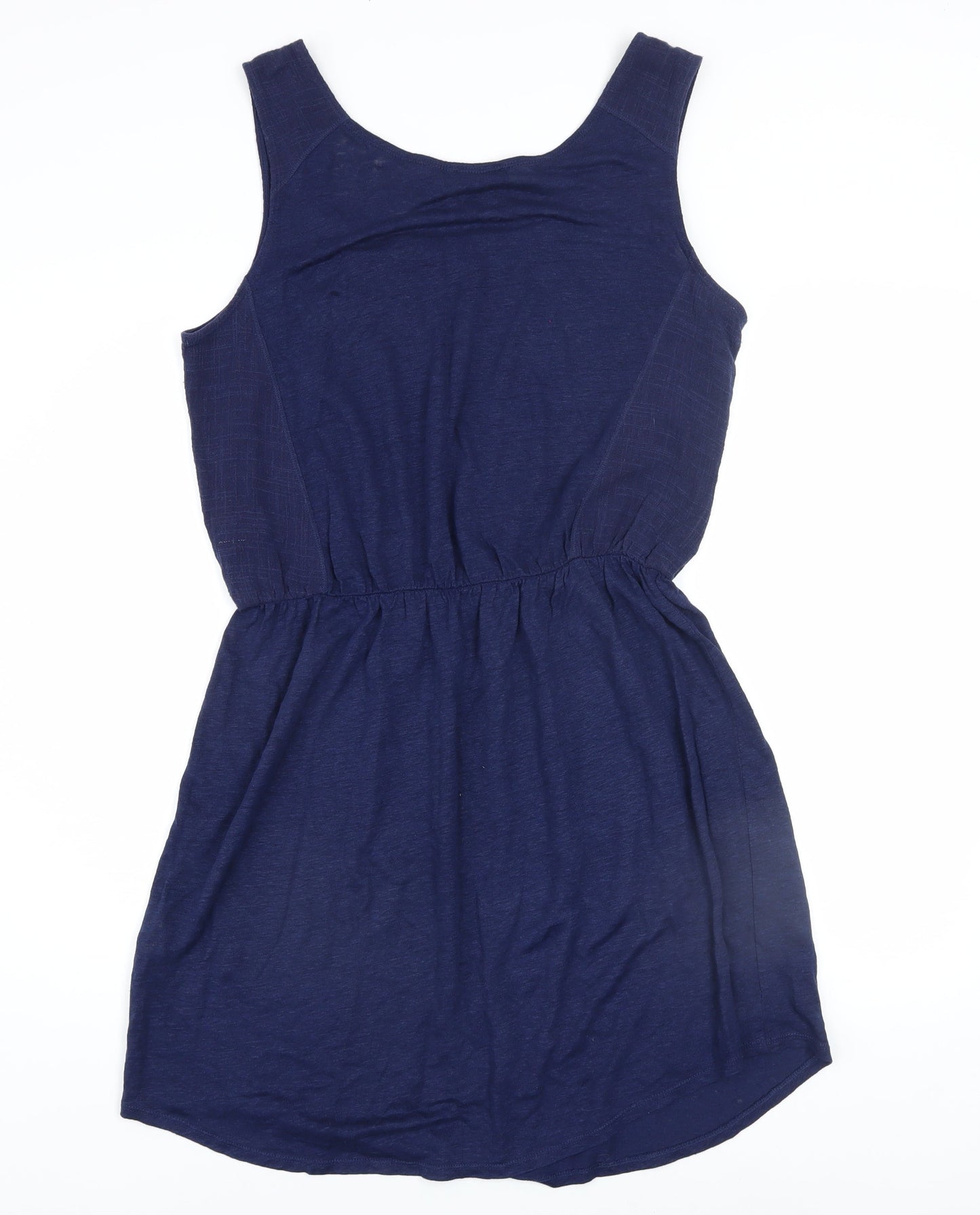 Cynthia Rowley Women Blue Linen Sleeveless Tank Dress L