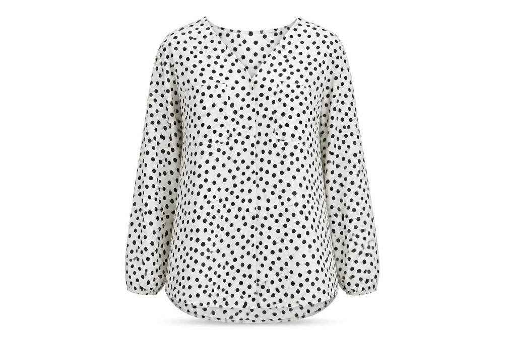 Divided Women’s White Polka Dot Long Sleeve Chiffon Blouse Size 8