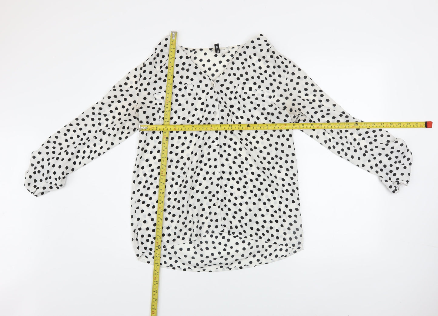 Divided Women’s White Polka Dot Long Sleeve Chiffon Blouse Size 8