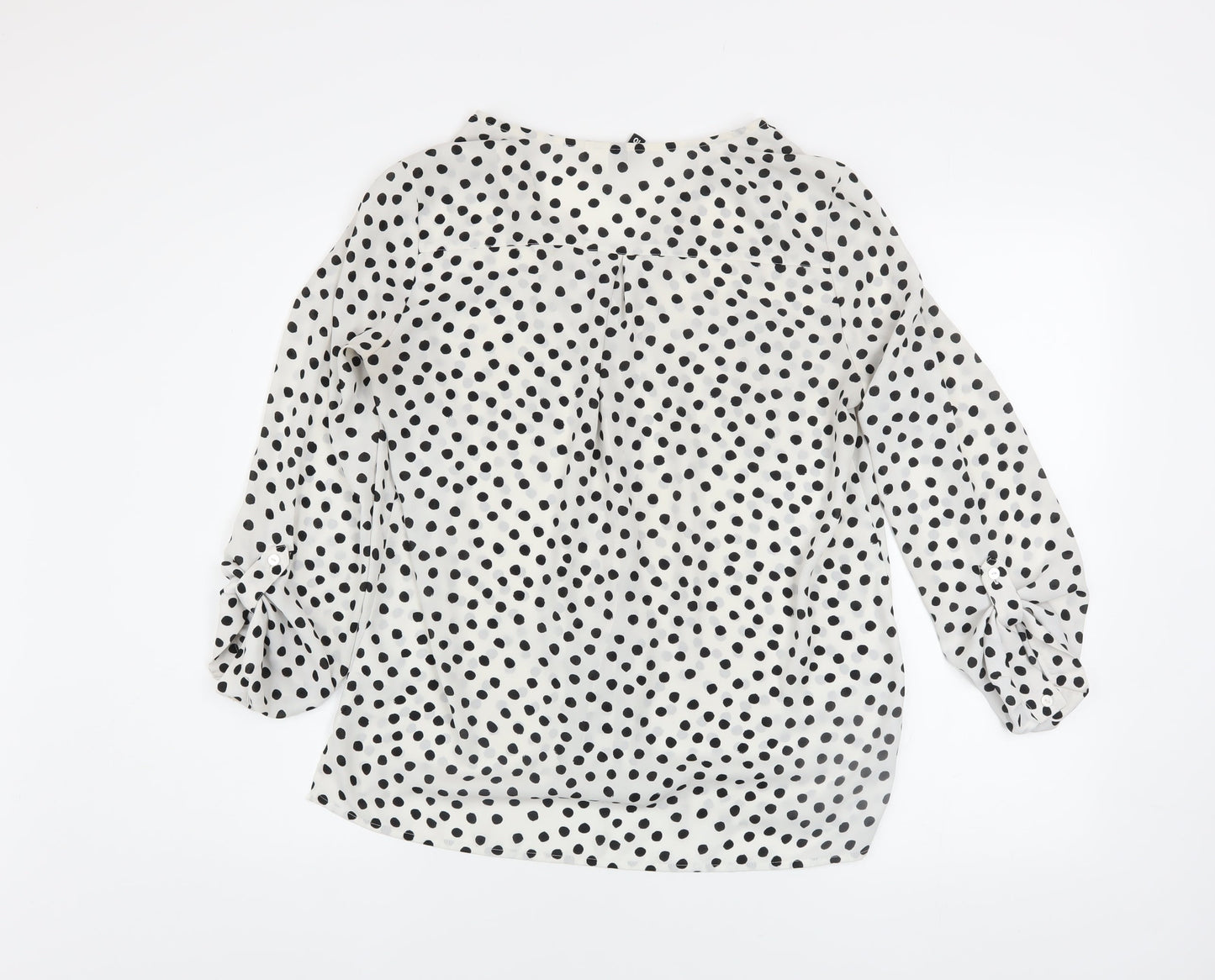 Divided Women’s White Polka Dot Long Sleeve Chiffon Blouse Size 8