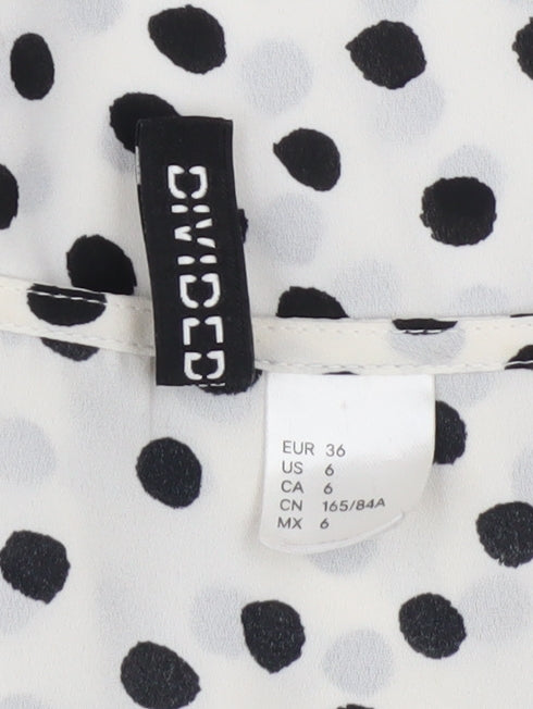 Divided Women’s White Polka Dot Long Sleeve Chiffon Blouse Size 8