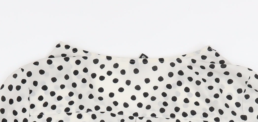 Divided Women’s White Polka Dot Long Sleeve Chiffon Blouse Size 8