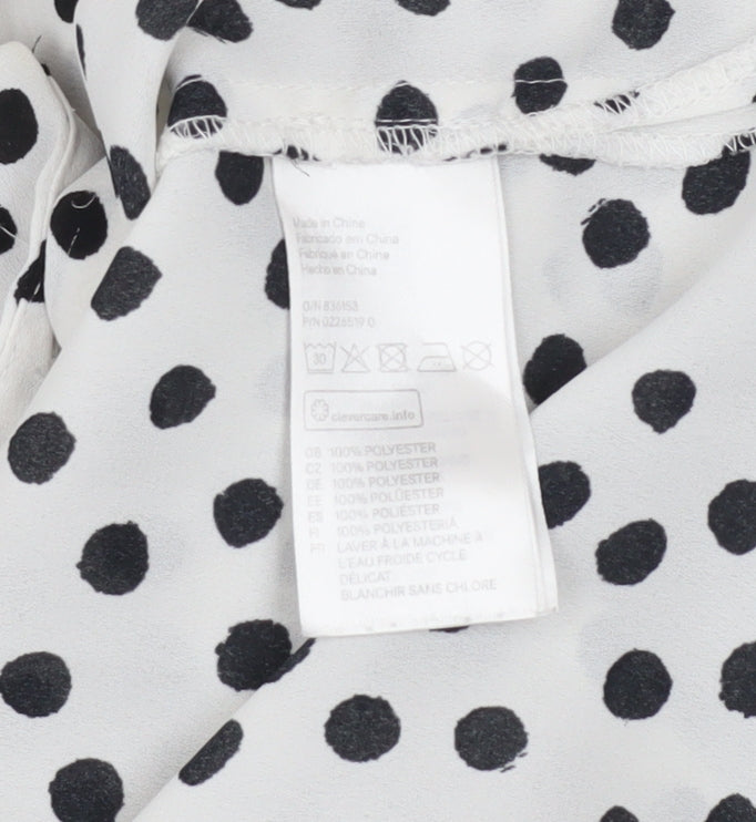 Divided Women’s White Polka Dot Long Sleeve Chiffon Blouse Size 8