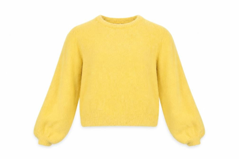 Bershka Girls Yellow Pullover Jumper XS Soft Knit Crew Neck Sweater