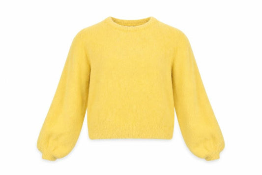 Bershka Girls Yellow Pullover Jumper XS Soft Knit Crew Neck Sweater