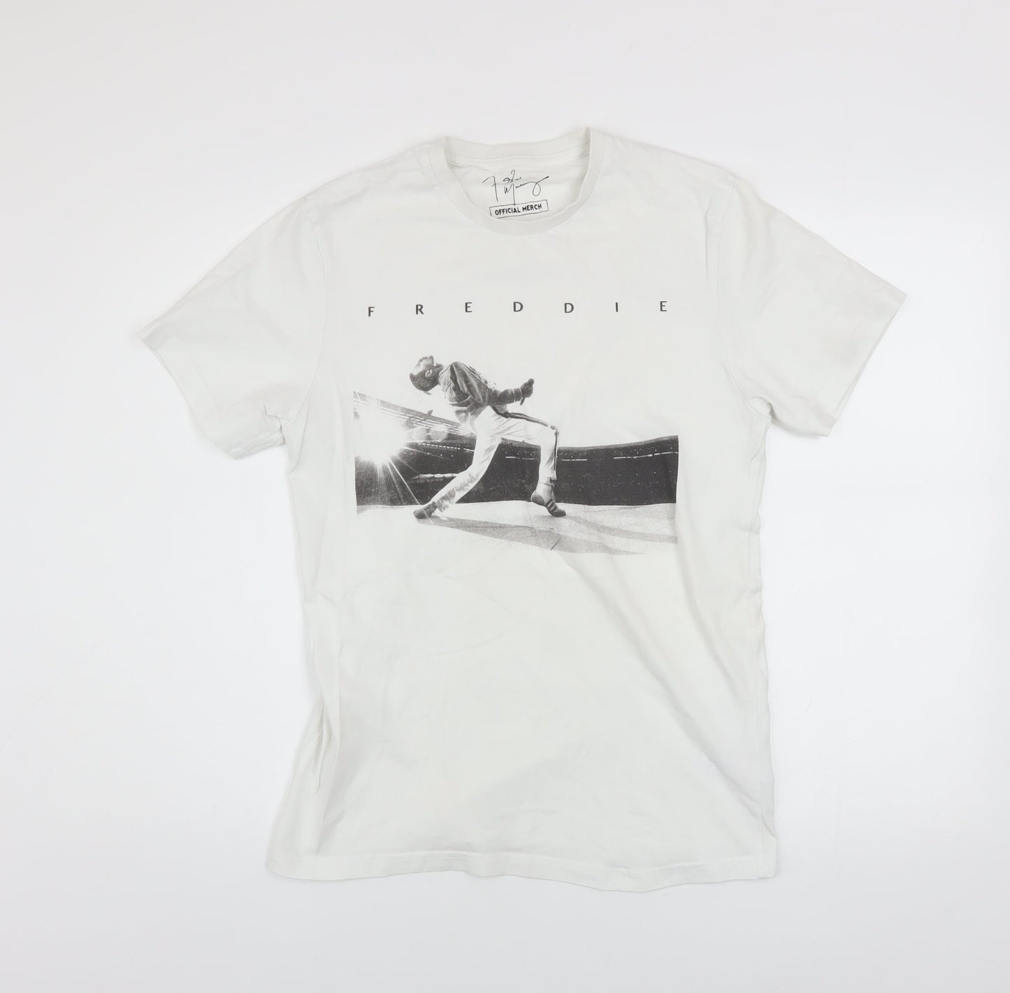 Topman Men’s White Freddie Mercury Band Graphic Cotton T-Shirt Size S