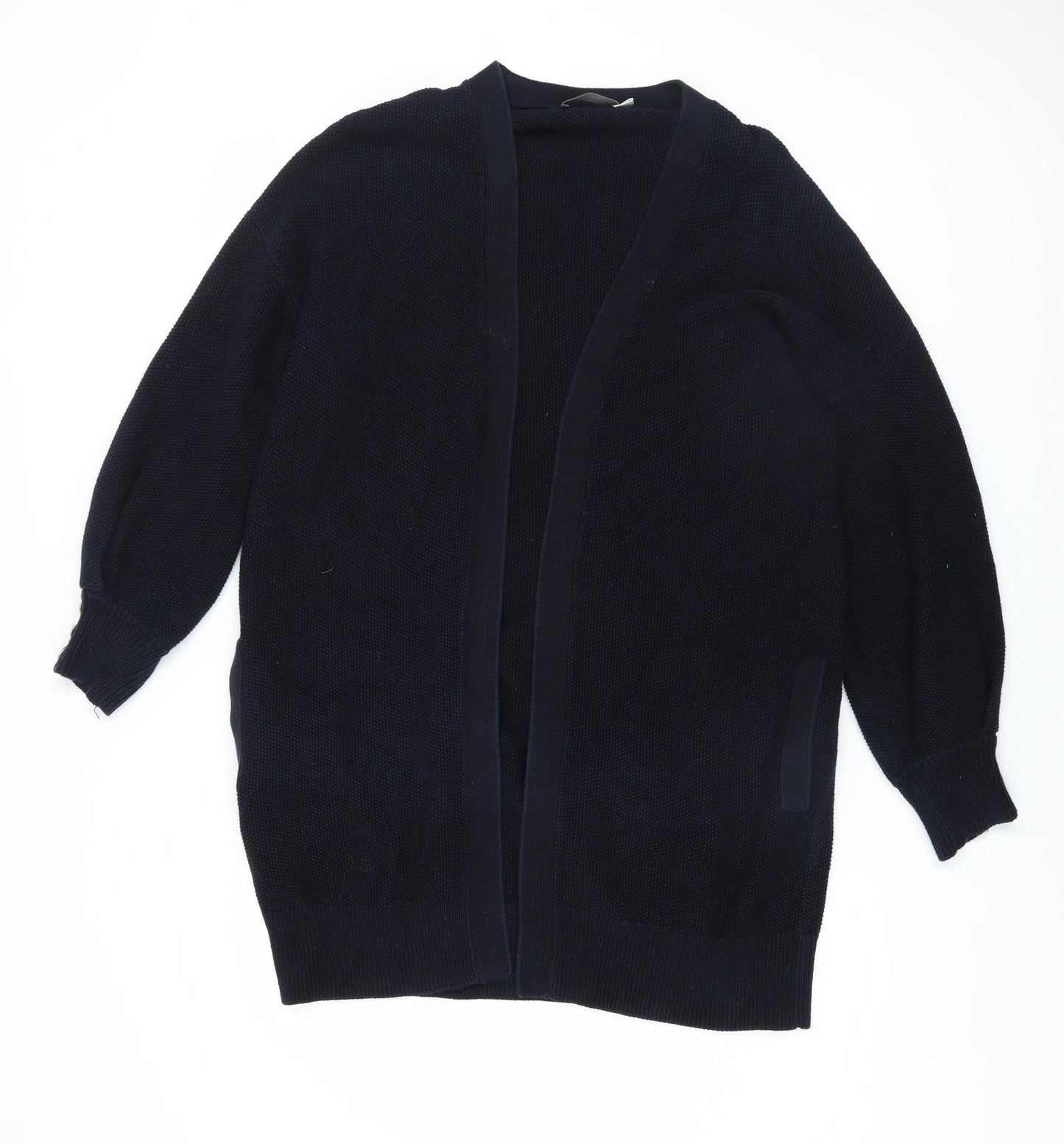 Mint Velvet Womens Black Cotton Long Sleeve Open Cardigan M