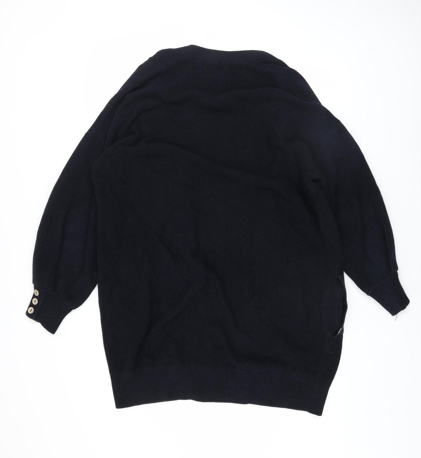 Mint Velvet Womens Black Cotton Long Sleeve Open Cardigan M