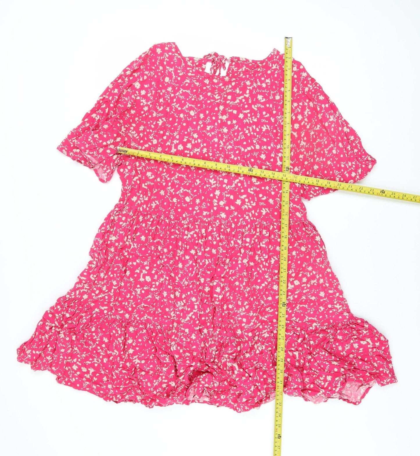 Next Women’s Pink Floral Viscose Short Skater Dress Size 14