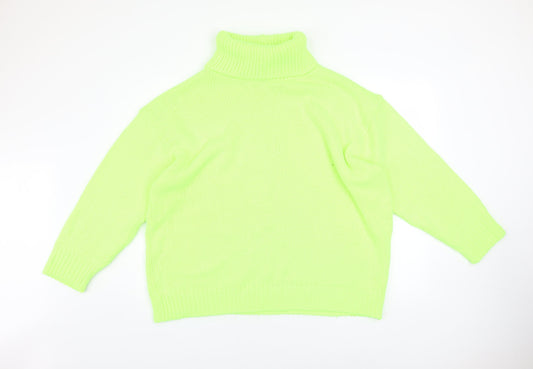 PrettyLittleThing Women's Green Roll Neck Chunky Knit Jumper Size M