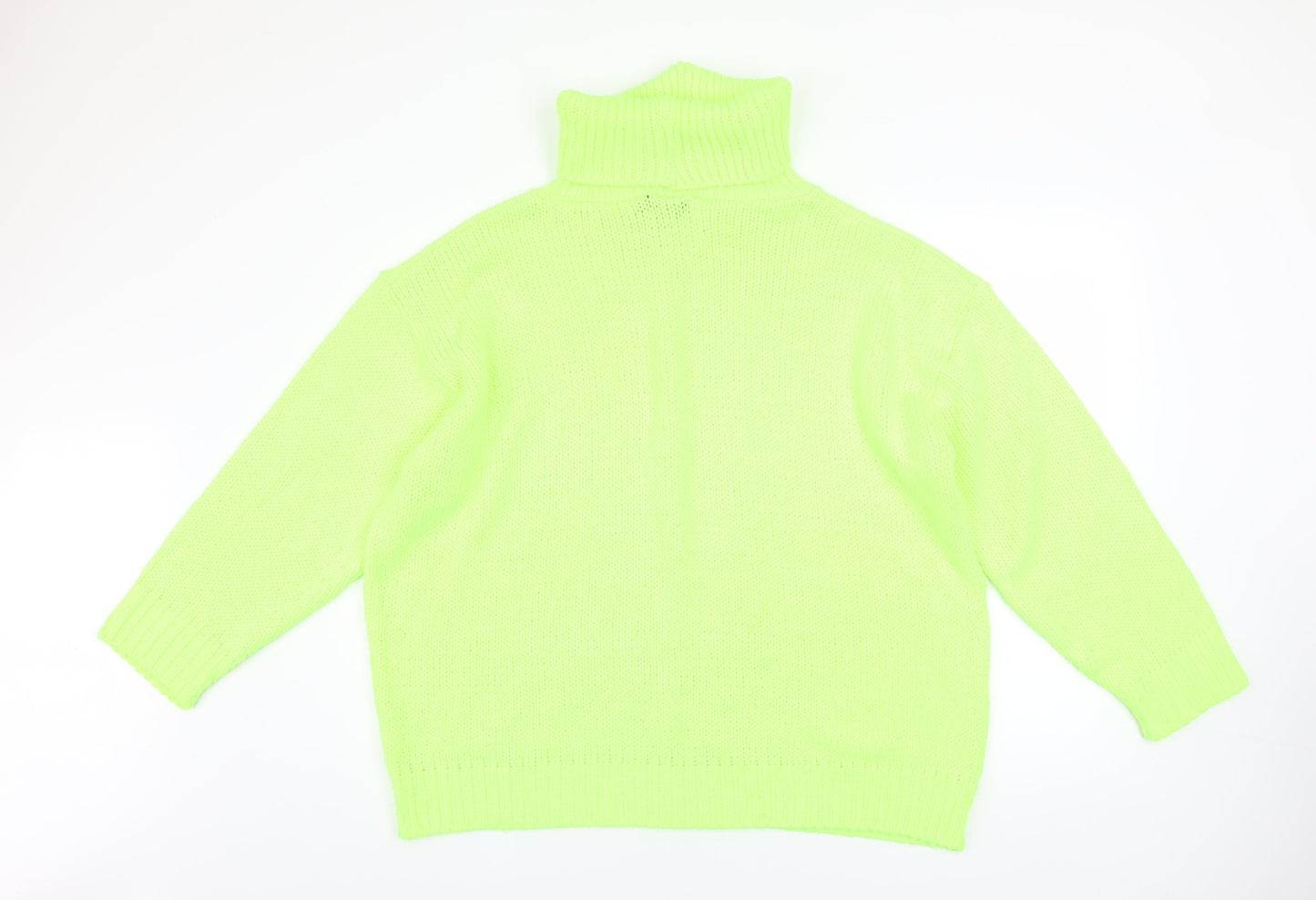 PrettyLittleThing Women's Green Roll Neck Chunky Knit Jumper Size M