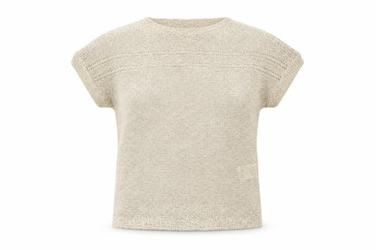 Olsen Women Beige Knit Relaxed Fit Short Sleeve Blouse Size 8