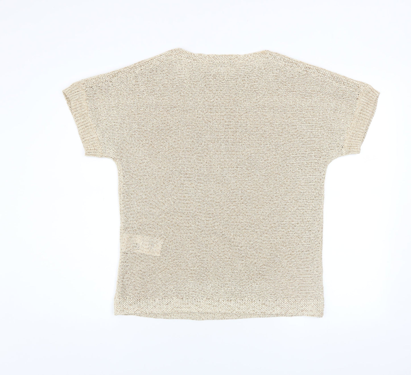 Olsen Women Beige Knit Relaxed Fit Short Sleeve Blouse Size 8