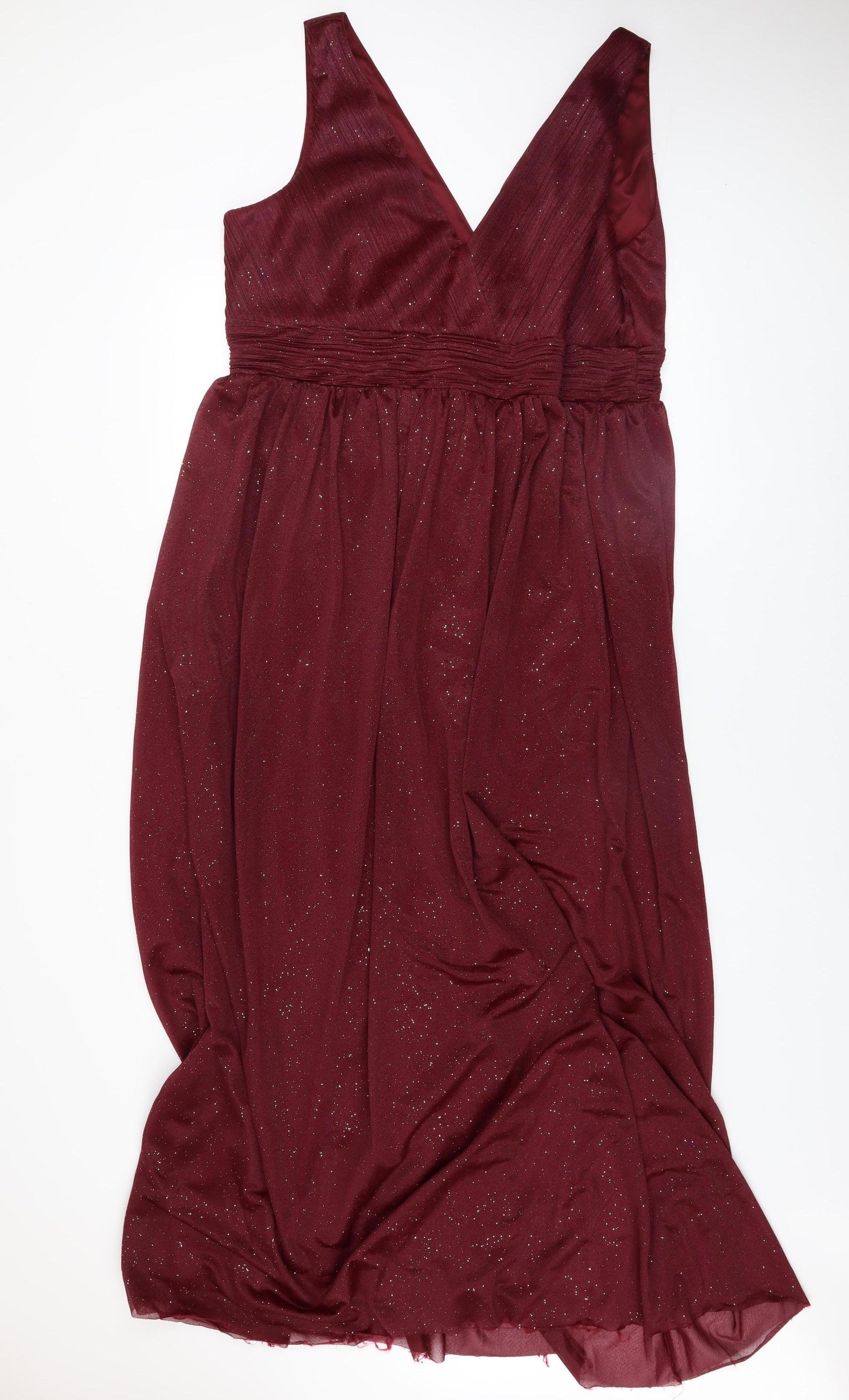 Ever Pretty Women's Red 2XL Long Glitter V-Neck Formal Dress