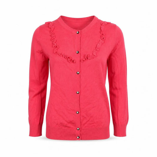 Gap Women's Pink Cotton Ruffle Trim Long Sleeve Cardigan S