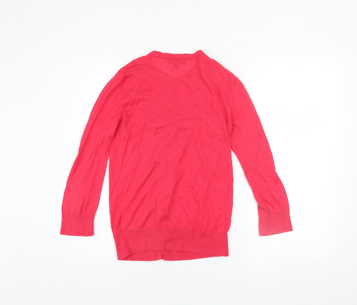 Gap Women's Pink Cotton Ruffle Trim Long Sleeve Cardigan S