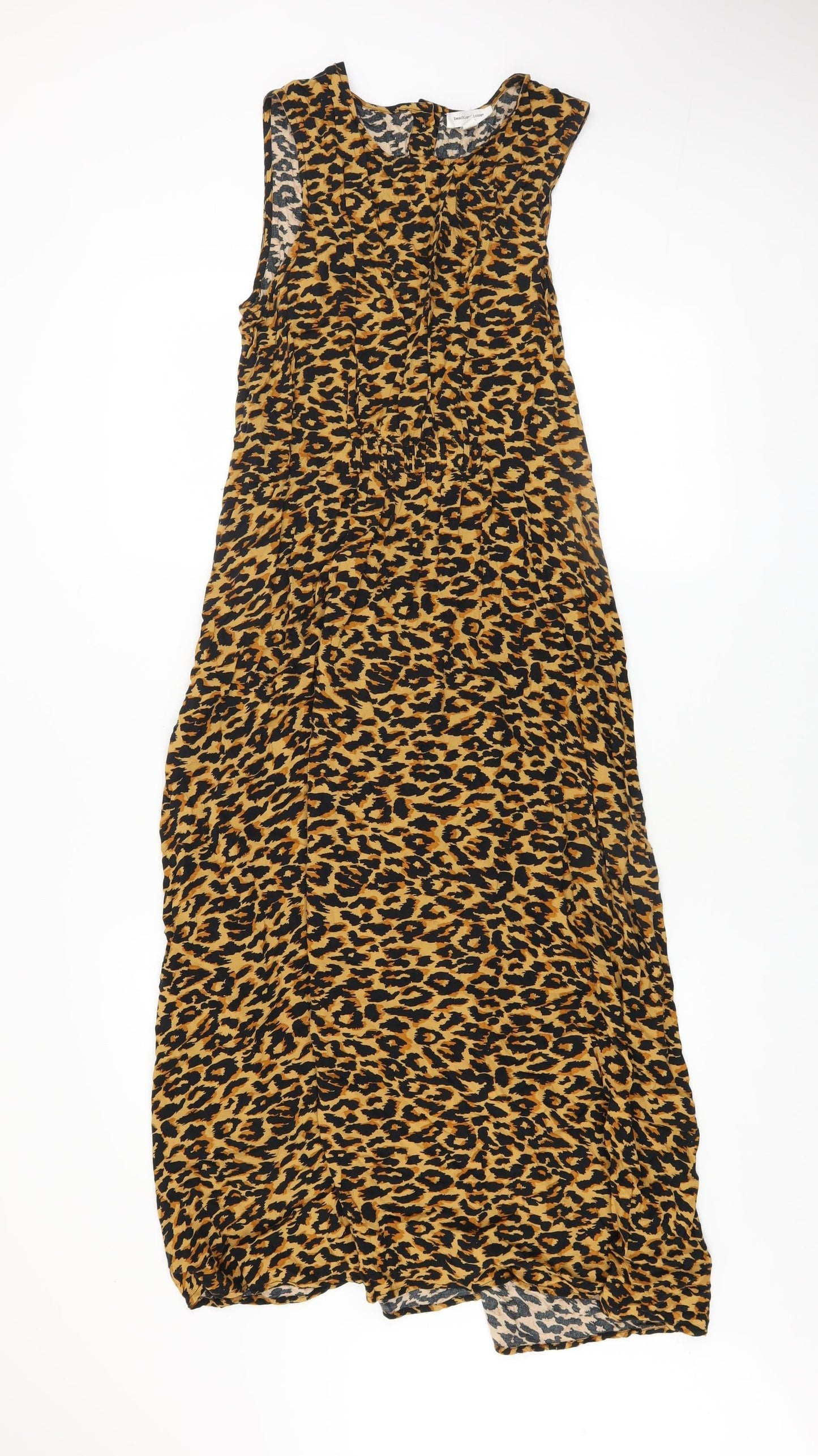 Beachlunchlounge Women's Brown Leopard Print Sleeveless Midi Dress Size M