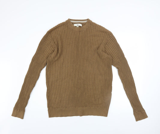 River Island Men's Beige Cotton Crew Neck Jumper XL