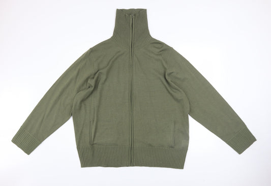 Rogers+Rogers Mens Green 3XL Full Zip High Neck Jumper
