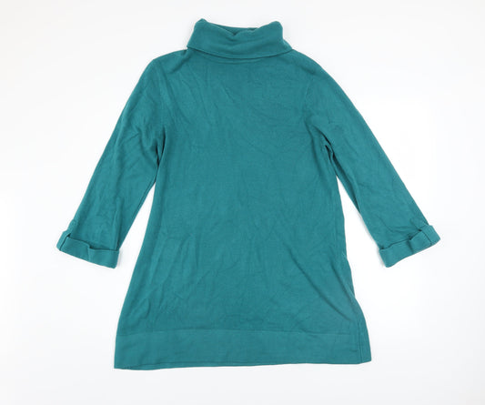 Wallis Women Green Shift Knit Roll Neck Knee Length Dress Size 14