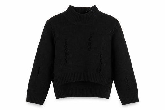 Front view of French Connection Women's Black Mock Neck Chunky Knit Jumper XS