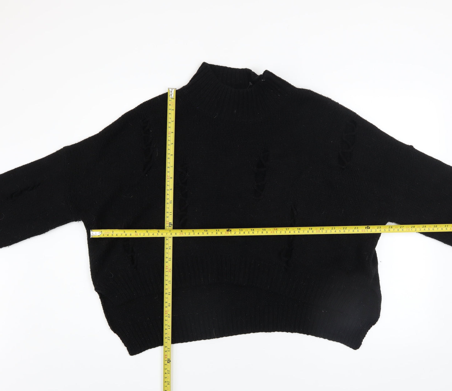 French Connection Women's Black Mock Neck Chunky Knit Jumper XS