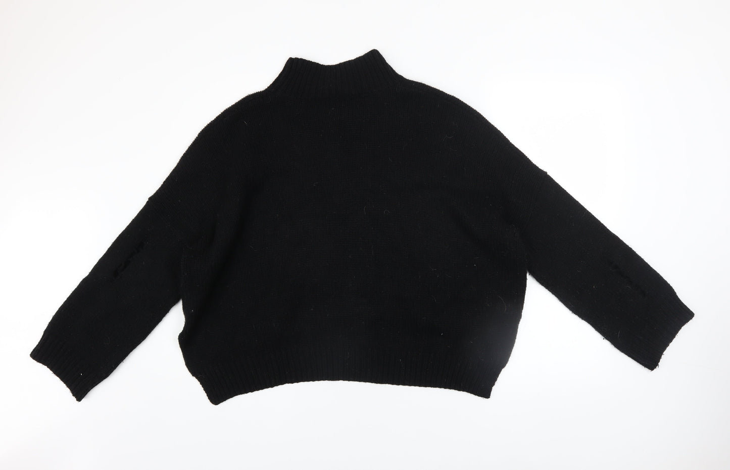 French Connection Women's Black Mock Neck Chunky Knit Jumper XS