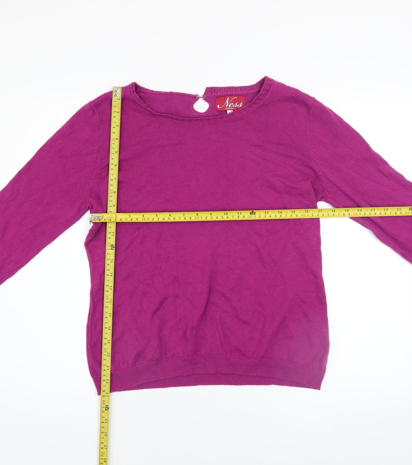 Ness Edinburgh Women’s Pink XL Pullover Jumper Cotton Silk Blend