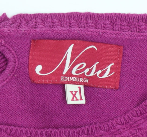 Ness Edinburgh Women’s Pink XL Pullover Jumper Cotton Silk Blend