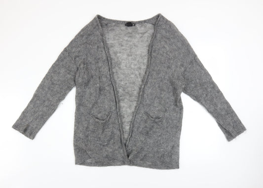 H&M Women’s Grey Mohair Blend Open Knit Long Sleeve Cardigan M