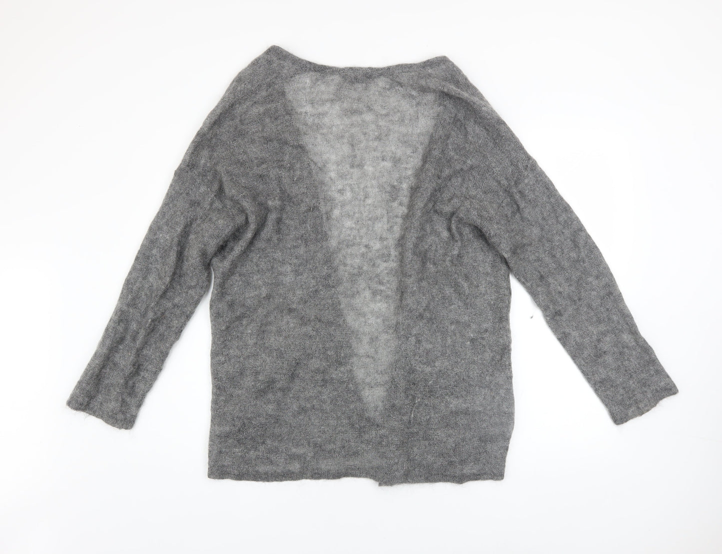 H&M Women’s Grey Mohair Blend Open Knit Long Sleeve Cardigan M