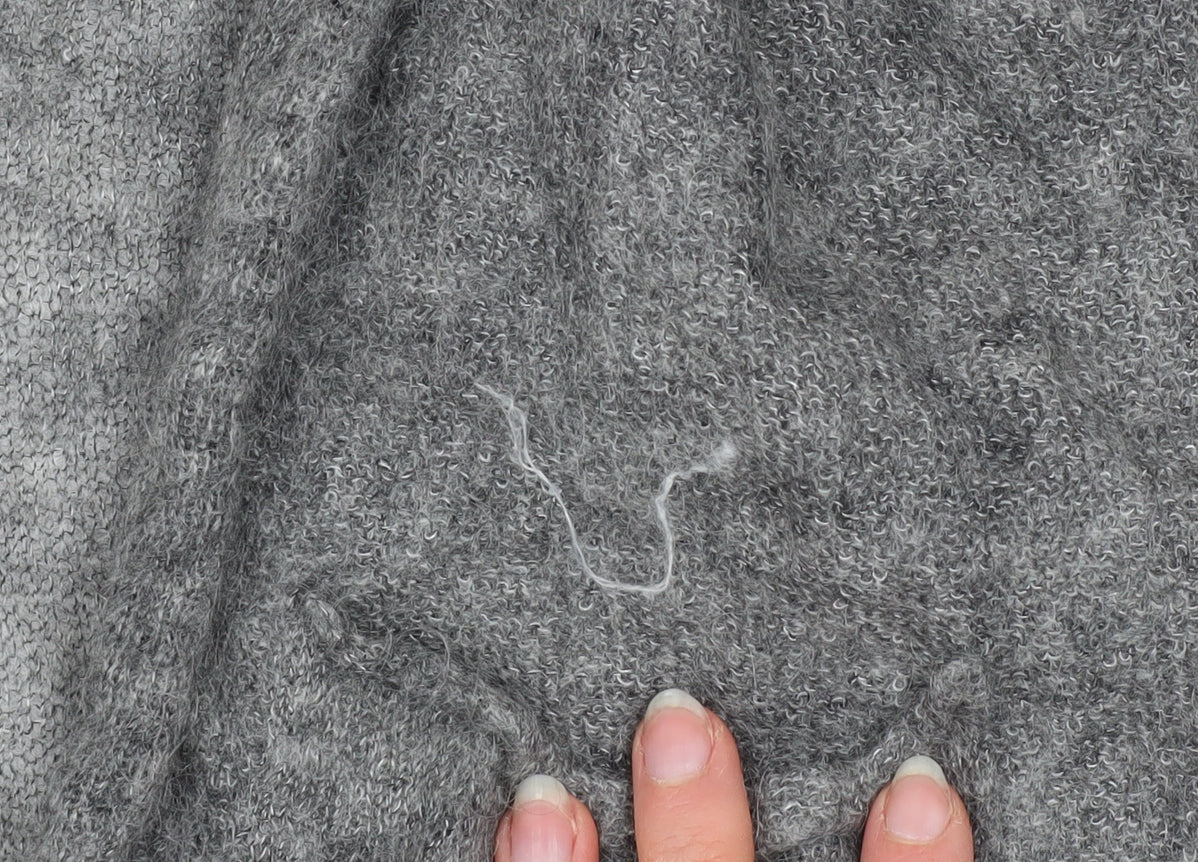 H&M Women’s Grey Mohair Blend Open Knit Long Sleeve Cardigan M