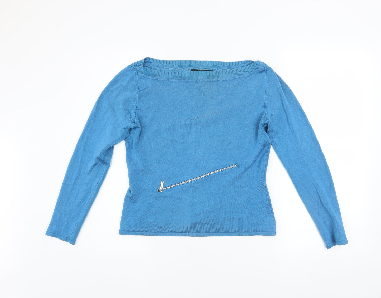 Karen Millen Women Blue Boat Neck Knit Jumper Size 12