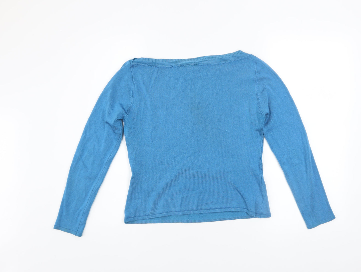 Karen Millen Women Blue Boat Neck Knit Jumper Size 12