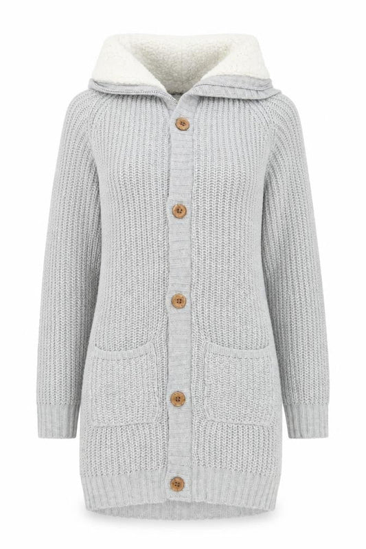 SoulCal Womens Grey Hooded Lined Knit Coatigan Size 8
