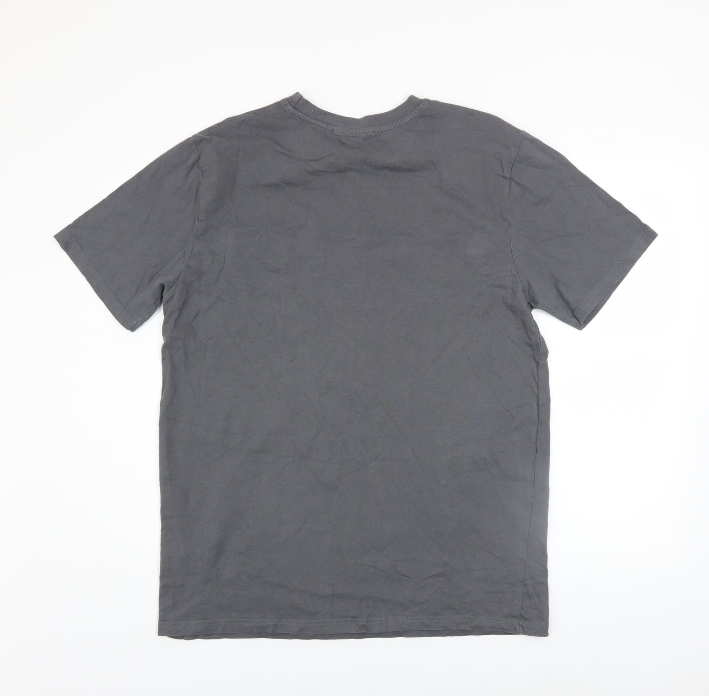 Duffs Men's Grey Graphic Print Cotton T-Shirt Size L