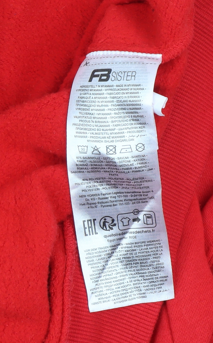 FB Sister Teens Red Full Zip Hoodie XS Fleece Cotton Blend