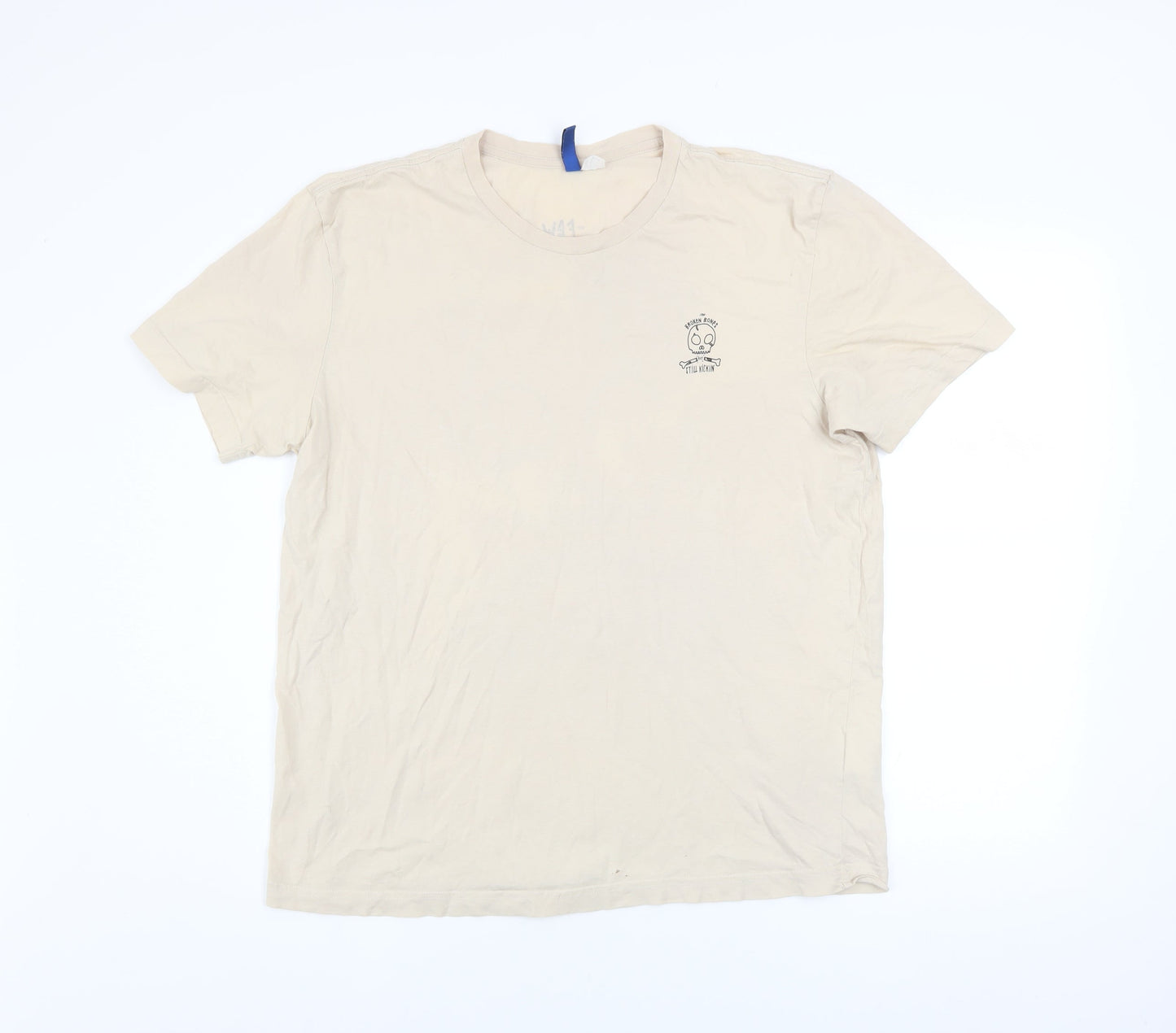 H&M Divided Men's Beige Graphic Skull Short Sleeve T-Shirt L