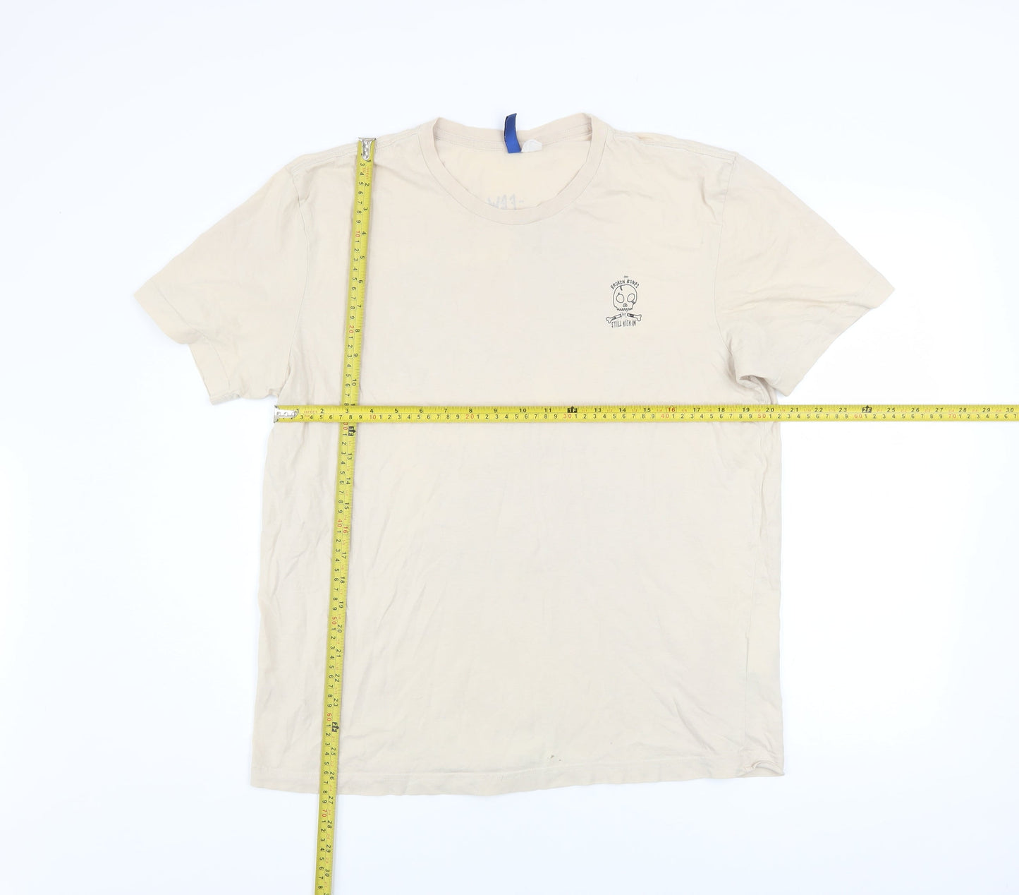 H&M Divided Men's Beige Graphic Skull Short Sleeve T-Shirt L